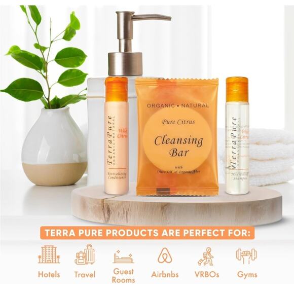 Terra Pure Wild Citrus Bulk Set | 1 oz Shampoo & Conditioner & Soaps 150 Piece - Picture 2 of 4